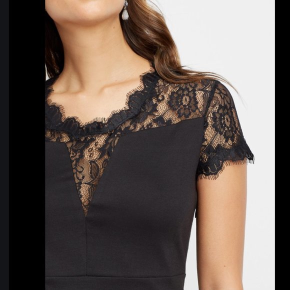 Maurices Lace Inset Ponte Dress Black - Picture 2 of 10